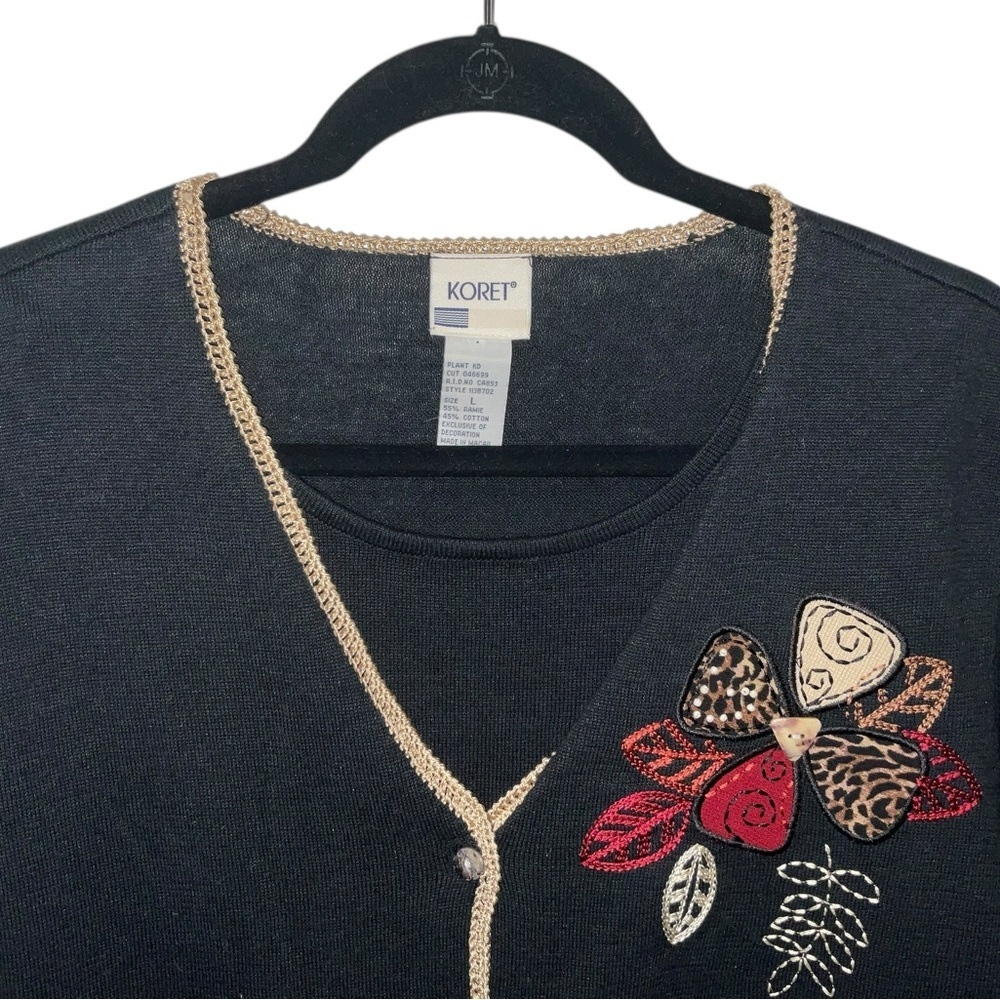 Koret Embroidered Short Sleeve Sweater Cardigan – Size L - Picture 3 of 7
